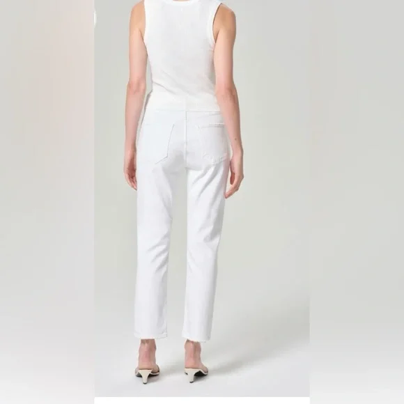 Agolde Riley High Rise Straight Crop White Size 25 Preppy Classic Vacay - Picture 2 of 8